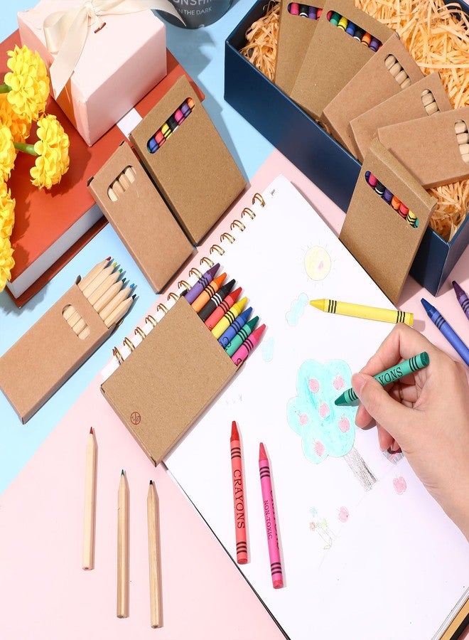 Dunzoom 20 Packs Crayons Colored Pencils Bulk Bundle Pencil Crayon Set 3.5 Inch Mini 6 Color Pencils 8 Color Crayons Mini Boxes in Kraft Box for Kids Classroom School Teacher Birthday Party Supplies - Image 5